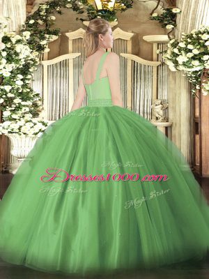 Latest Tulle Sleeveless Floor Length Sweet 16 Dress and Beading