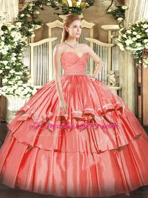 Sleeveless Beading and Lace and Ruffled Layers Zipper Vestidos de Quinceanera