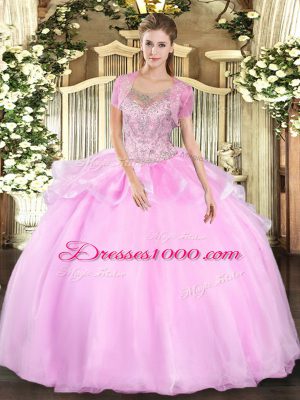 Modern Sleeveless Beading and Ruffles Clasp Handle Ball Gown Prom Dress