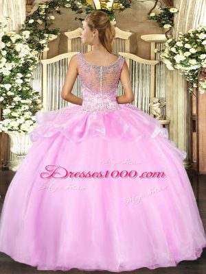 Modern Sleeveless Beading and Ruffles Clasp Handle Ball Gown Prom Dress