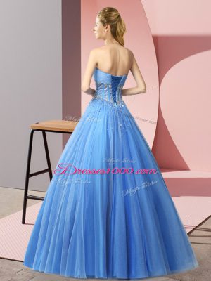 Artistic Green Tulle Lace Up Prom Evening Gown Sleeveless Floor Length Beading