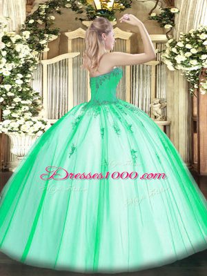 Excellent Fuchsia Lace Up Sweetheart Beading and Appliques Vestidos de Quinceanera Tulle Sleeveless