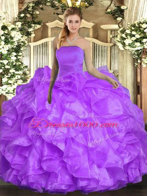 Most Popular Floor Length Ball Gowns Sleeveless Lavender Vestidos de Quinceanera Lace Up