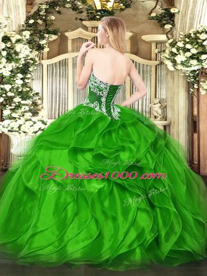 Purple Sleeveless Organza Lace Up Sweet 16 Dress for Military Ball and Sweet 16 and Quinceanera