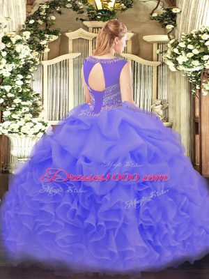 Low Price Floor Length Lavender Quinceanera Dresses Scoop Sleeveless Lace Up