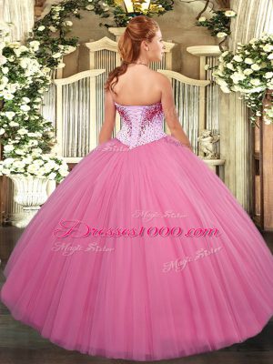 Custom Fit Sleeveless Floor Length Beading Lace Up Quinceanera Gown with Lilac