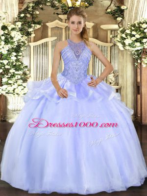 Dramatic Sleeveless Beading Lace Up Quinceanera Dress