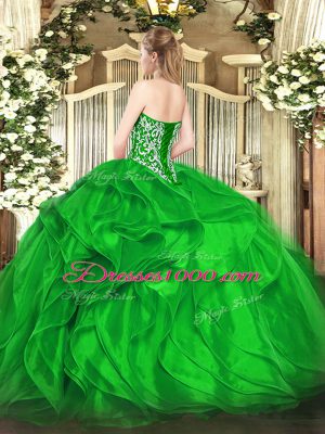 New Arrival Purple Organza Lace Up Quinceanera Dress Sleeveless Floor Length Beading and Ruffles