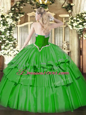 Popular Sleeveless Lace Up Floor Length Beading and Ruffled Layers Quinceanera Gown