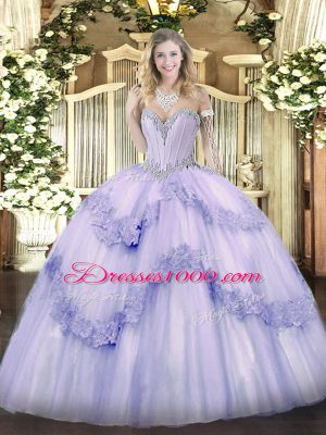 Sumptuous Tulle Sleeveless Floor Length Quinceanera Dresses and Beading and Appliques