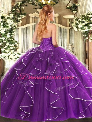 Luxurious Sleeveless Lace Up Floor Length Beading and Ruffles Sweet 16 Quinceanera Dress