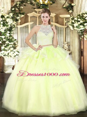 Spectacular Scoop Sleeveless Tulle Sweet 16 Dress Lace Zipper