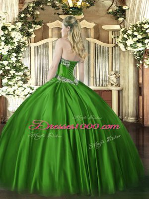 Sweet Beading Sweet 16 Dresses Green Lace Up Sleeveless Floor Length