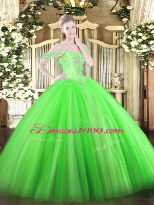 Superior Green Sleeveless Floor Length Beading Lace Up Quinceanera Dresses