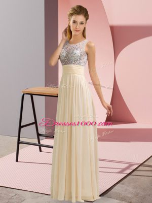 Champagne Side Zipper Scoop Beading Casual Dresses Chiffon Sleeveless