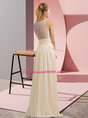 Champagne Side Zipper Scoop Beading Casual Dresses Chiffon Sleeveless