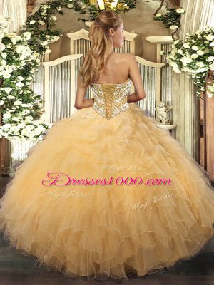 Captivating Aqua Blue Tulle Lace Up Sweetheart Sleeveless Floor Length 15th Birthday Dress Beading and Ruffles