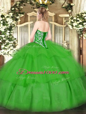 Romantic Fuchsia Sweetheart Neckline Beading and Ruffled Layers 15th Birthday Dress Sleeveless Lace Up