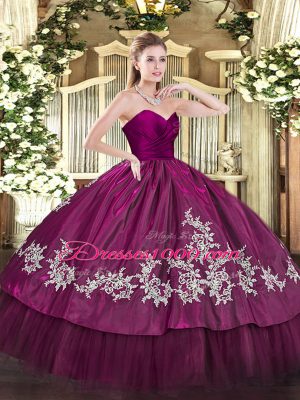 Embroidery 15th Birthday Dress Fuchsia Zipper Sleeveless Floor Length