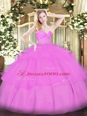 Floor Length Ball Gowns Sleeveless Lilac Sweet 16 Dresses Zipper