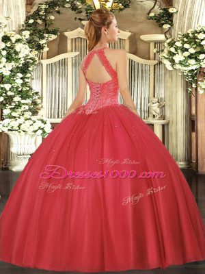 Hot Selling Baby Blue Sleeveless Tulle Lace Up Vestidos de Quinceanera for Military Ball and Sweet 16 and Quinceanera