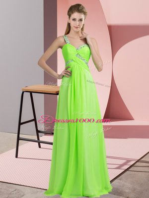 Customized Empire Beading Party Dress for Toddlers Lace Up Chiffon Sleeveless Floor Length