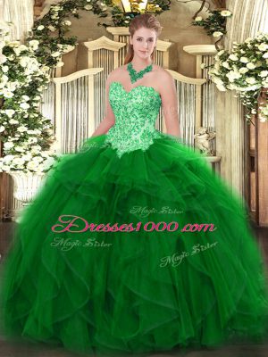 Discount Sweetheart Sleeveless Organza Sweet 16 Dress Appliques and Ruffles Lace Up