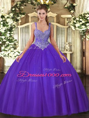 Glorious Sleeveless Lace Up Floor Length Beading Quinceanera Dress