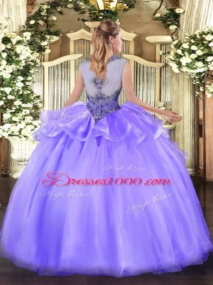 Popular Scoop Sleeveless Organza Sweet 16 Quinceanera Dress Beading Zipper
