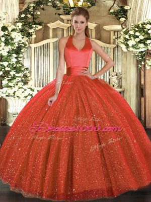 Tulle Sleeveless Floor Length Sweet 16 Dress and Sequins