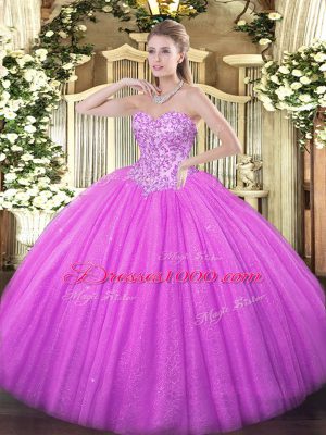 Fine Lilac Lace Up Sweetheart Appliques 15 Quinceanera Dress Tulle Sleeveless