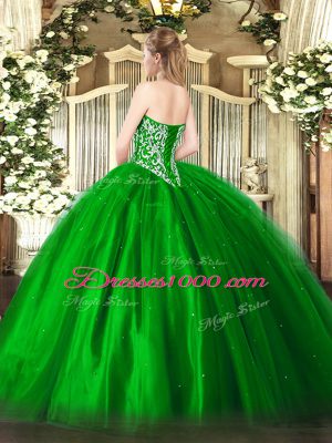 Tulle Sweetheart Sleeveless Lace Up Beading 15 Quinceanera Dress in Eggplant Purple