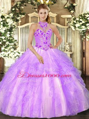 Elegant Organza Sleeveless Floor Length Quince Ball Gowns and Embroidery