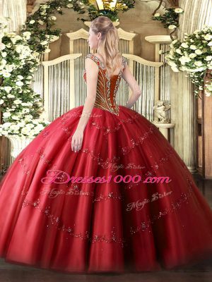Tulle Sleeveless Floor Length Vestidos de Quinceanera and Beading and Appliques