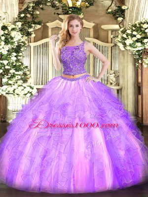 Classical Sleeveless Lace Up Floor Length Beading and Ruffles Vestidos de Quinceanera