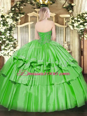 Elegant Sleeveless Floor Length Beading and Ruffled Layers Lace Up Ball Gown Prom Dress with