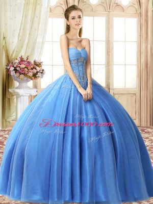 Sleeveless Lace Up Floor Length Beading Vestidos de Quinceanera