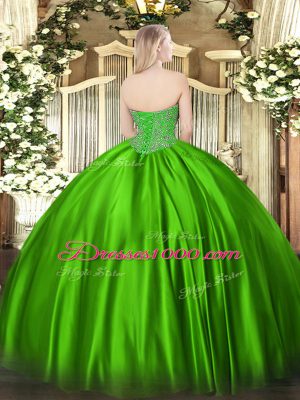 Sweetheart Sleeveless Lace Up Sweet 16 Dress Olive Green Satin