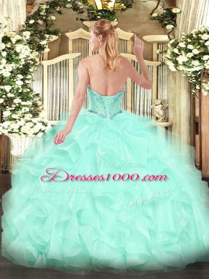 Exquisite Sweetheart Sleeveless Organza Quinceanera Dresses Beading and Ruffles Lace Up
