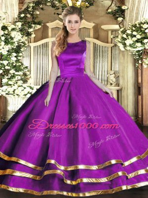 Tulle Sleeveless Floor Length Ball Gown Prom Dress and Ruffled Layers