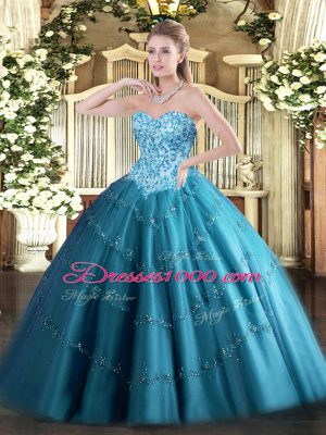Colorful Sleeveless Appliques Lace Up Quinceanera Dresses