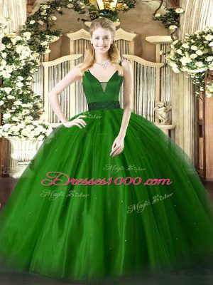 Latest Green Zipper Sweet 16 Quinceanera Dress Beading Sleeveless Floor Length