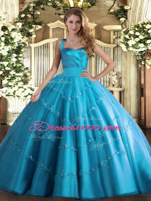 Perfect Sleeveless Lace Up Floor Length Appliques Sweet 16 Dresses