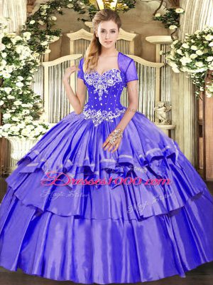 Exquisite Purple Sweetheart Neckline Beading and Ruffled Layers Sweet 16 Dresses Sleeveless Lace Up
