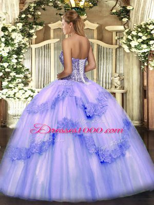 Sleeveless Beading and Appliques Lace Up Sweet 16 Dresses