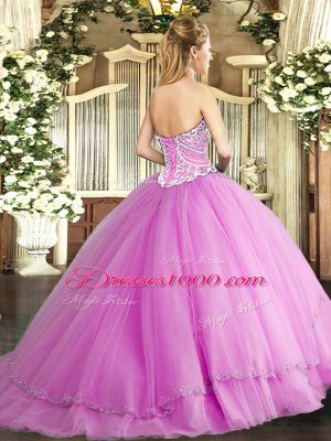 Ball Gowns Sleeveless Purple Quinceanera Gowns Brush Train Lace Up