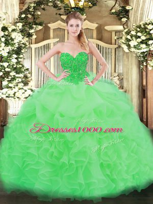 Floor Length Apple Green Vestidos de Quinceanera Sweetheart Sleeveless Lace Up