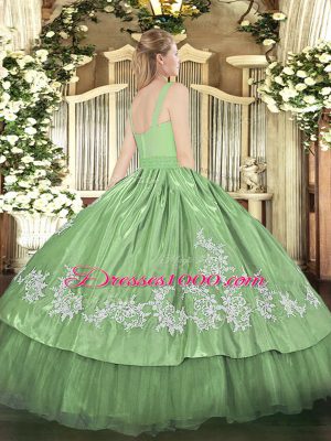 Straps Sleeveless Organza and Taffeta Quinceanera Gown Beading and Embroidery Zipper
