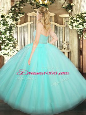 Decent Sweetheart Zipper Beading and Lace Quince Ball Gowns Sleeveless