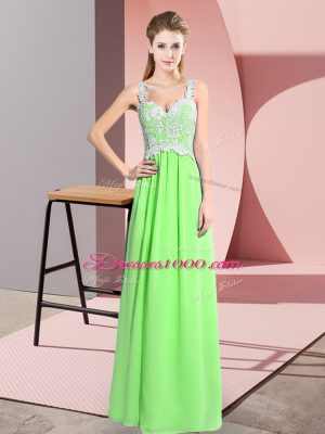 Elegant Lace Dress for Prom Zipper Sleeveless Floor Length